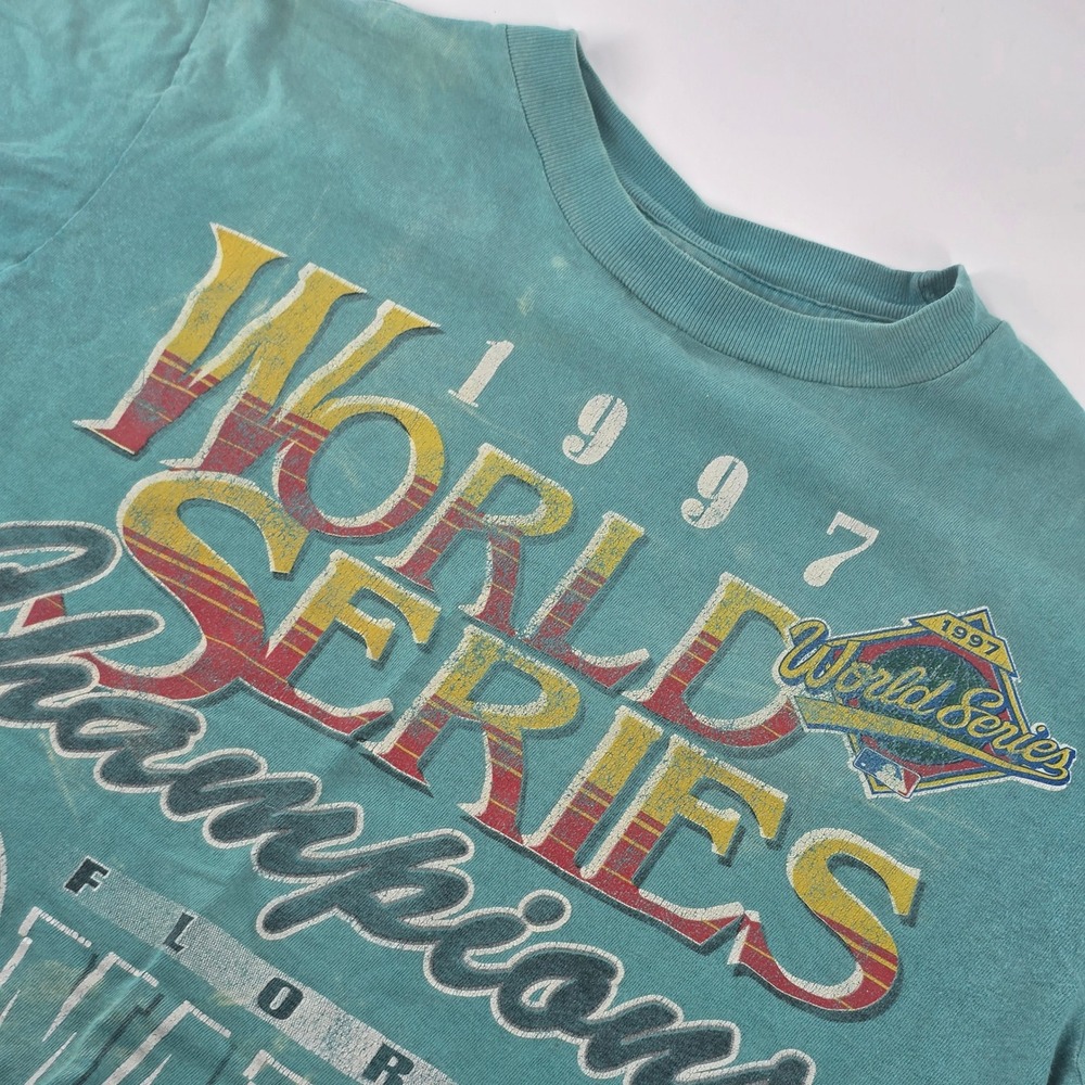 Dynasty T-Shirt Mens XL Teal 1997 World Series Champions Florida Marlins Vintage